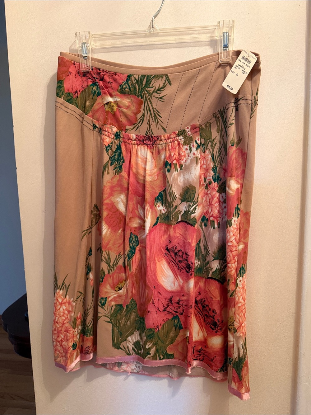 NWT Tracy Reese Silk Skirt from Bergdorf Goodman — Blush Pink Green Print 10